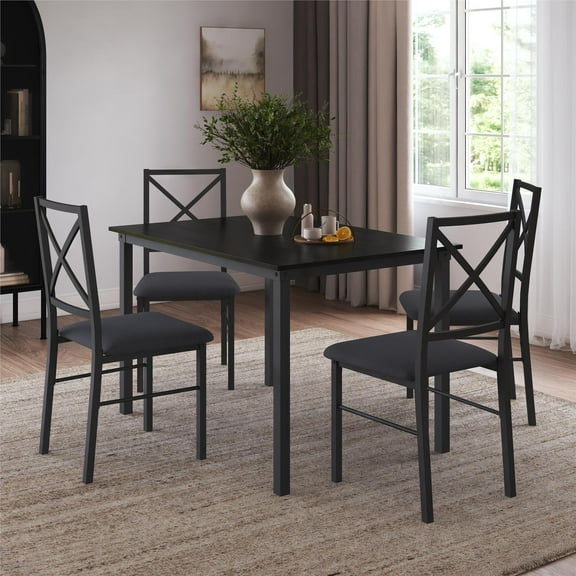 Mainstays 5-Piece Dining Table and Chair Set for 4, Black