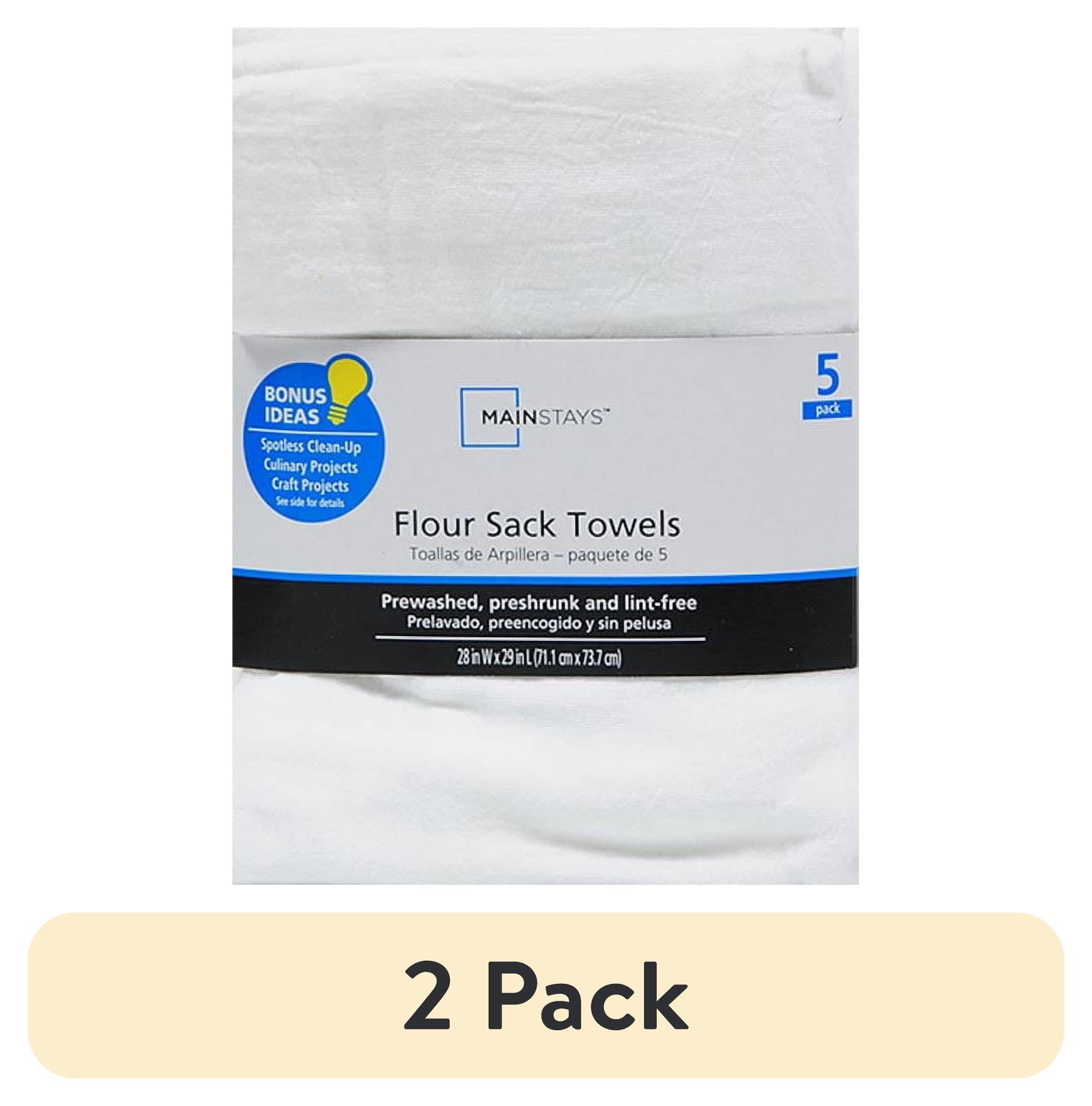 (2 pack) Mainstays 5-Piece Flour Sack Kitchen Towel Set - White - Walmart.com