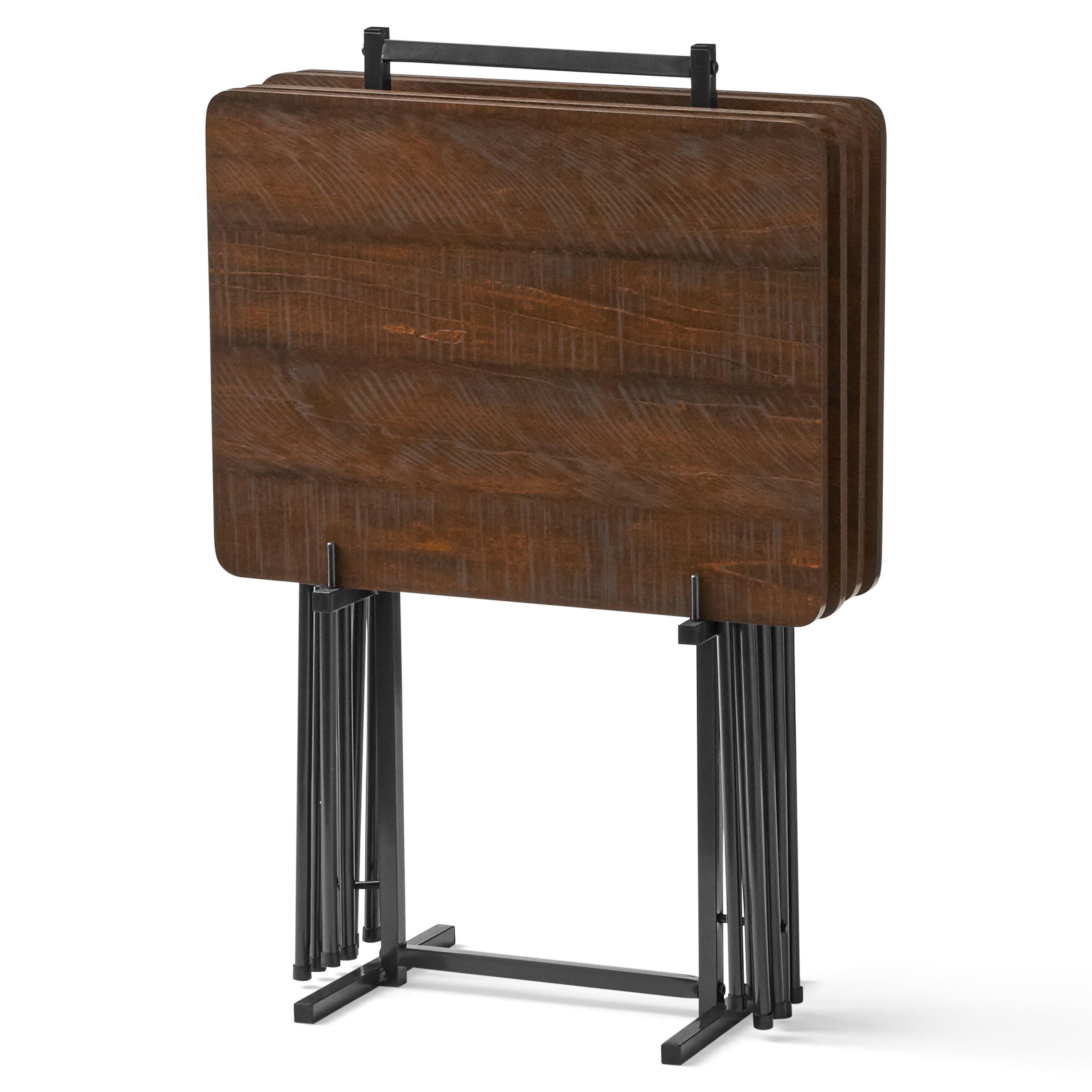 Mainstays Black 5-Piece Folding TV Tray Table Set, 19 x 15 x 26 inch