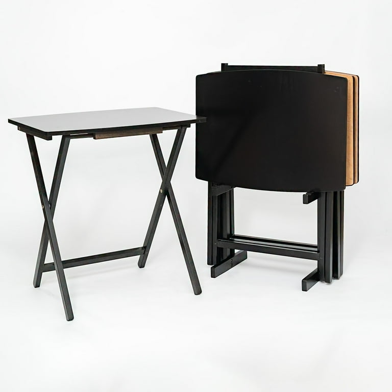 Mainstays XL Oversized Folding Tray Table Set of 4 with Rack