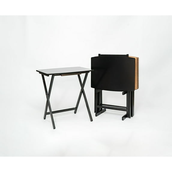 Mainstays Indoor Folding XL Oversized Tray Table Set of 4 in Black L23 ...