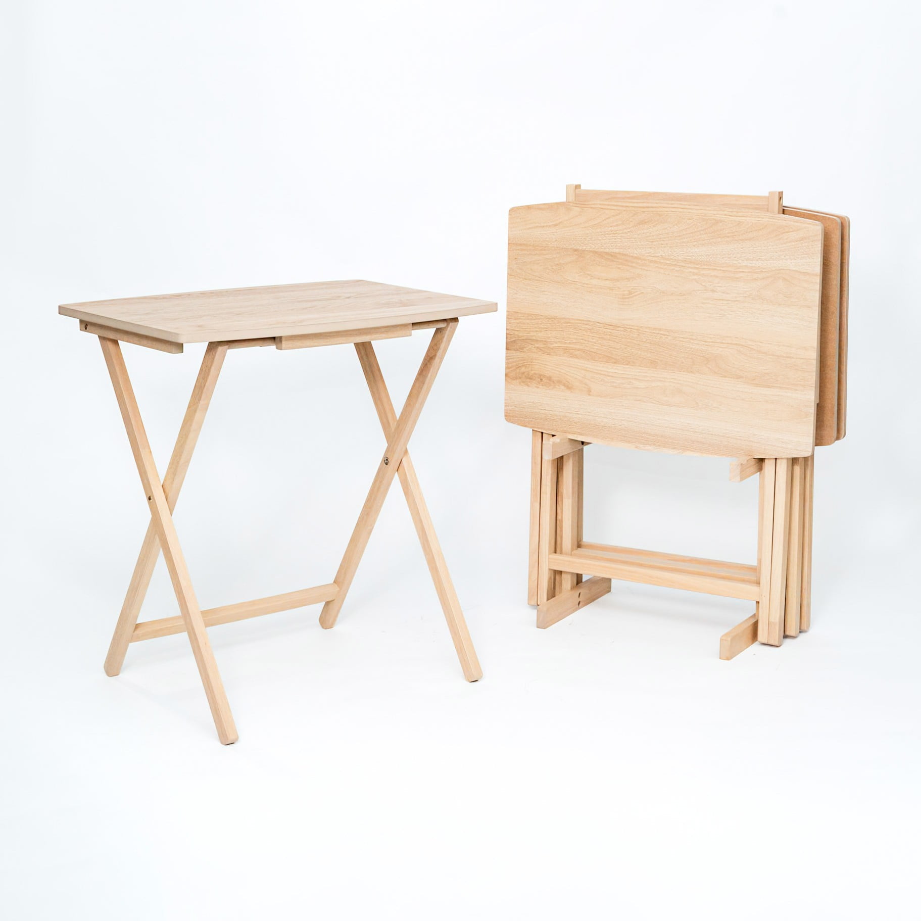 Mainstays XL Oversized Folding Tray Table Set of 4 with Rack