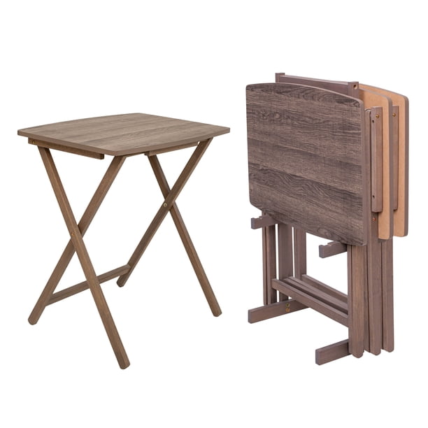 Mainstays XL Oversized Folding Tray Table Set with Storage Rack
