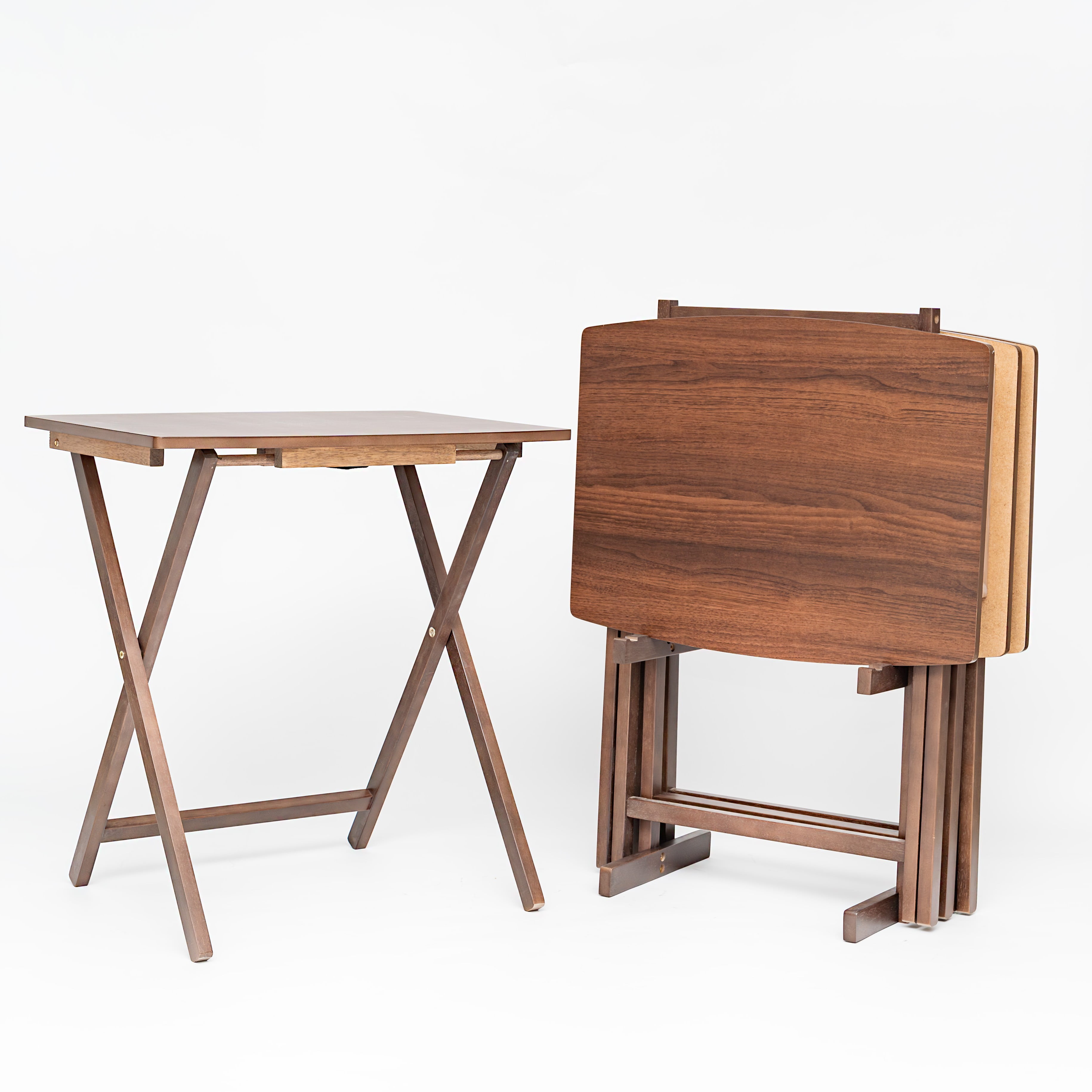 Mainstays XL Oversized Folding Tray Table Set with Storage Rack