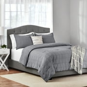 Mainstays Full/Queen Comforter Set, All-Season, 5-Piece, Grey Waffle Check