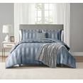 thumbnail image 1 of Mainstays 5-Piece Blue Damask Stripe Comforter Set, Full/Queen, 1 of 7