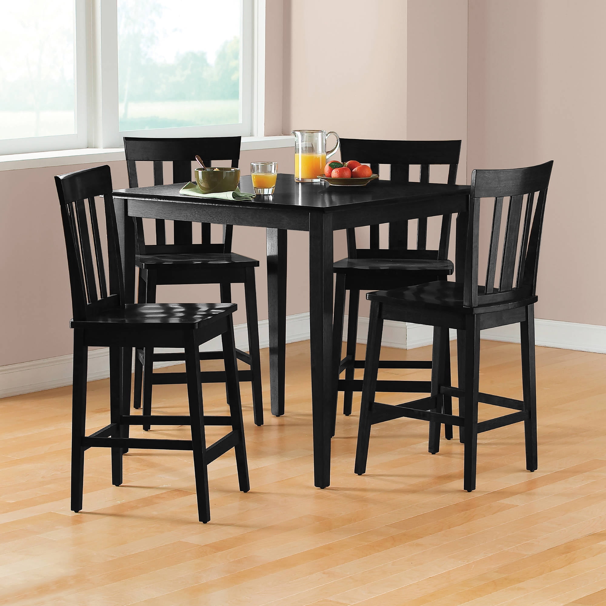Mainstays 5 Piece Mission Style Counter Height Dining Set, Black Color for  Kitchen and Dining - Walmart.com