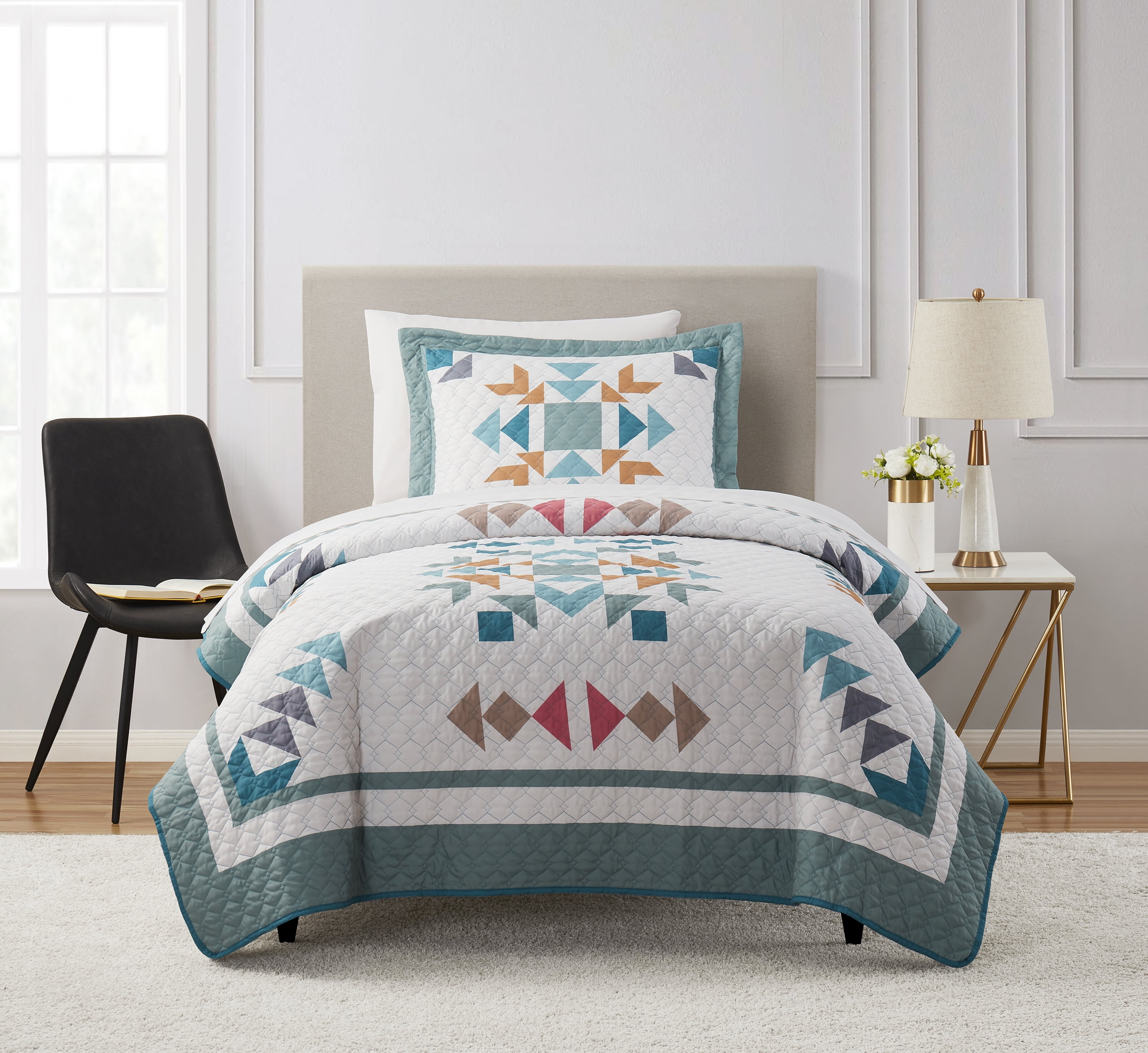 Mainstays 5 Piece Multicolor Quilt Set with Sheets, Twin
