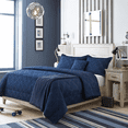 thumbnail image 1 of Mainstays King Reversible 5-Piece Comforter Set, Cross Stitch Navy, with Decorative Pillow and Throw, 1 of 9