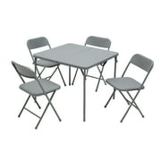 Mainstays 5-Piece 34 Square Centerfold Folding Card Table and 4 Folding Chairs Set, Gray