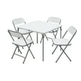 thumbnail interactive-video image 1 of Mainstays 5 Piece Resin Card Folding Table and Four Folding Chairs Set, White, 1 of 6