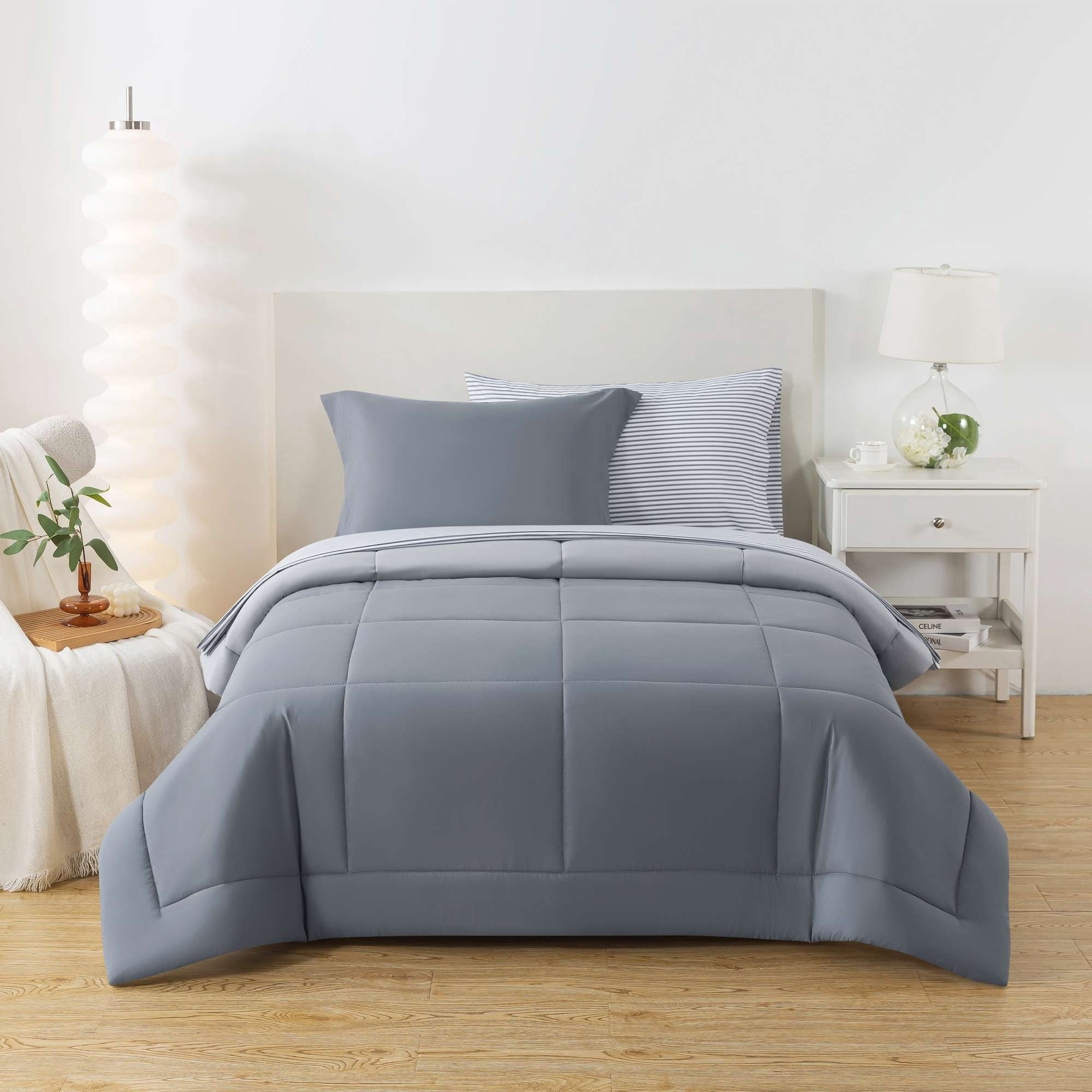 Mainstays All in One Reversible Comforter and Sheet Set, 5-Piece