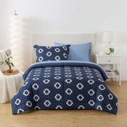 Mainstays All in One Reversible Comforter and Sheet Set, 5-Piece, Twin, Navy Geo