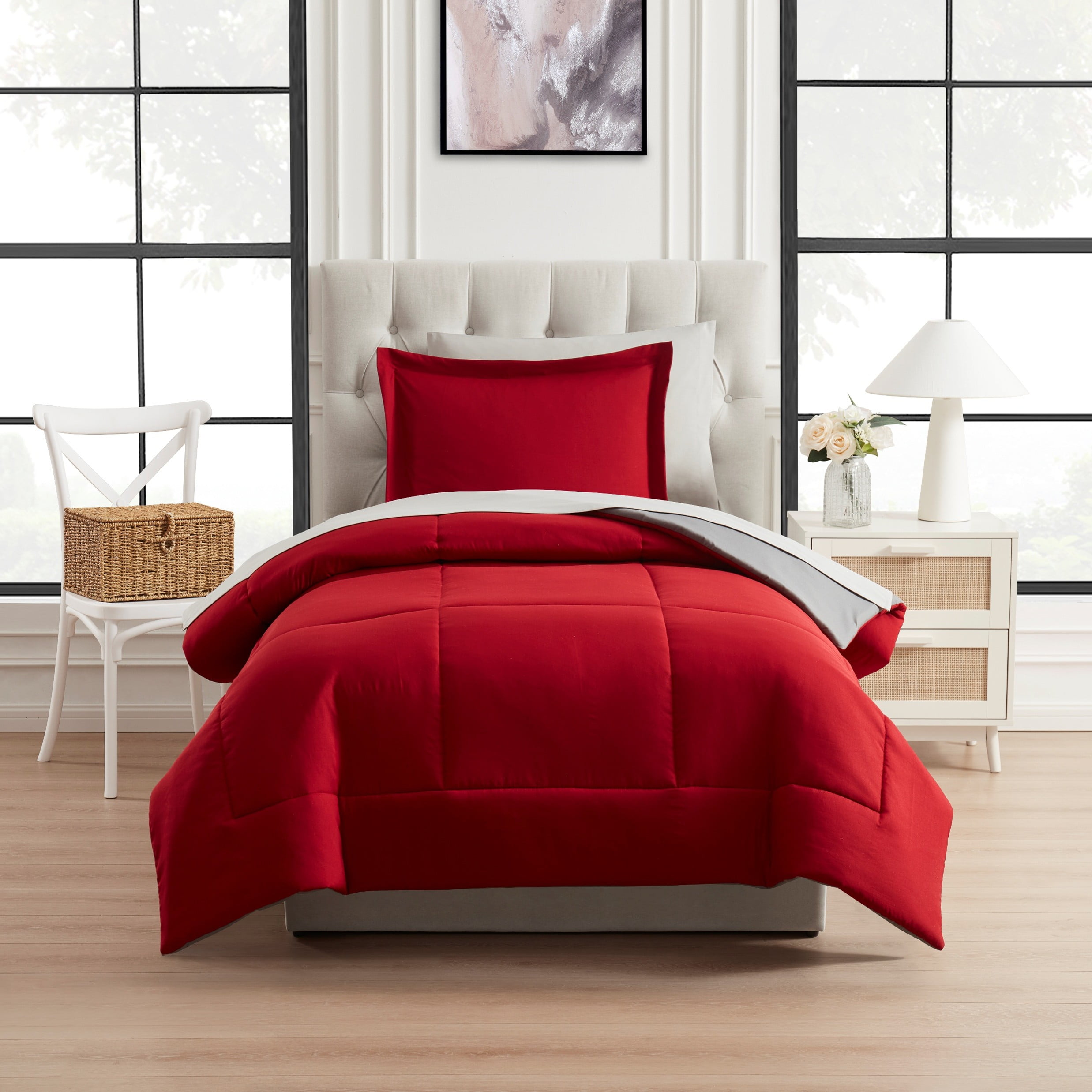 Mainstays 5 Piece Reversible Bed in a Bag Comforter Set Twin-XL