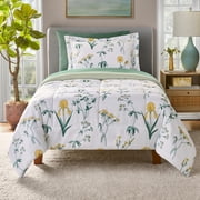 Mainstays 5-Piece Reversible Bed in a Bag Comforter Set with Sheets, Twin-XL, Golden Floral