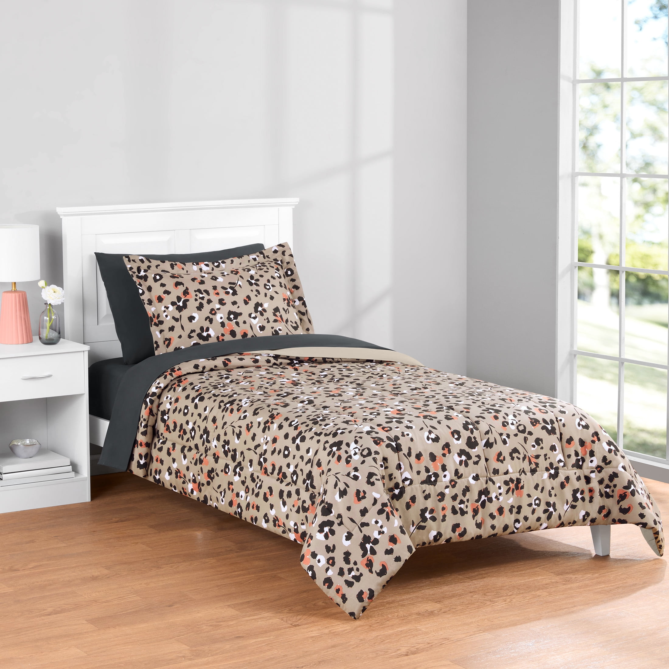 Reversible Sheets Mainstays All in One Reversible Comforter and Sheet set- 5 Piece, Twin ...