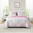 Mainstays 5Piece Reversible Pink Medallion Bed In a Bag Comforter Set