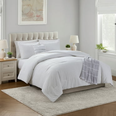 Mainstays 5-Piece White Waffle Check Comforter Set, King