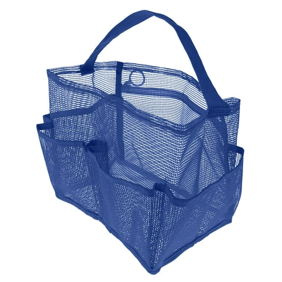 Mainstays 5 Pocket Cobalt Mesh Shower Tote with Zipper Water-Resistant Pouch, Mesh Finish