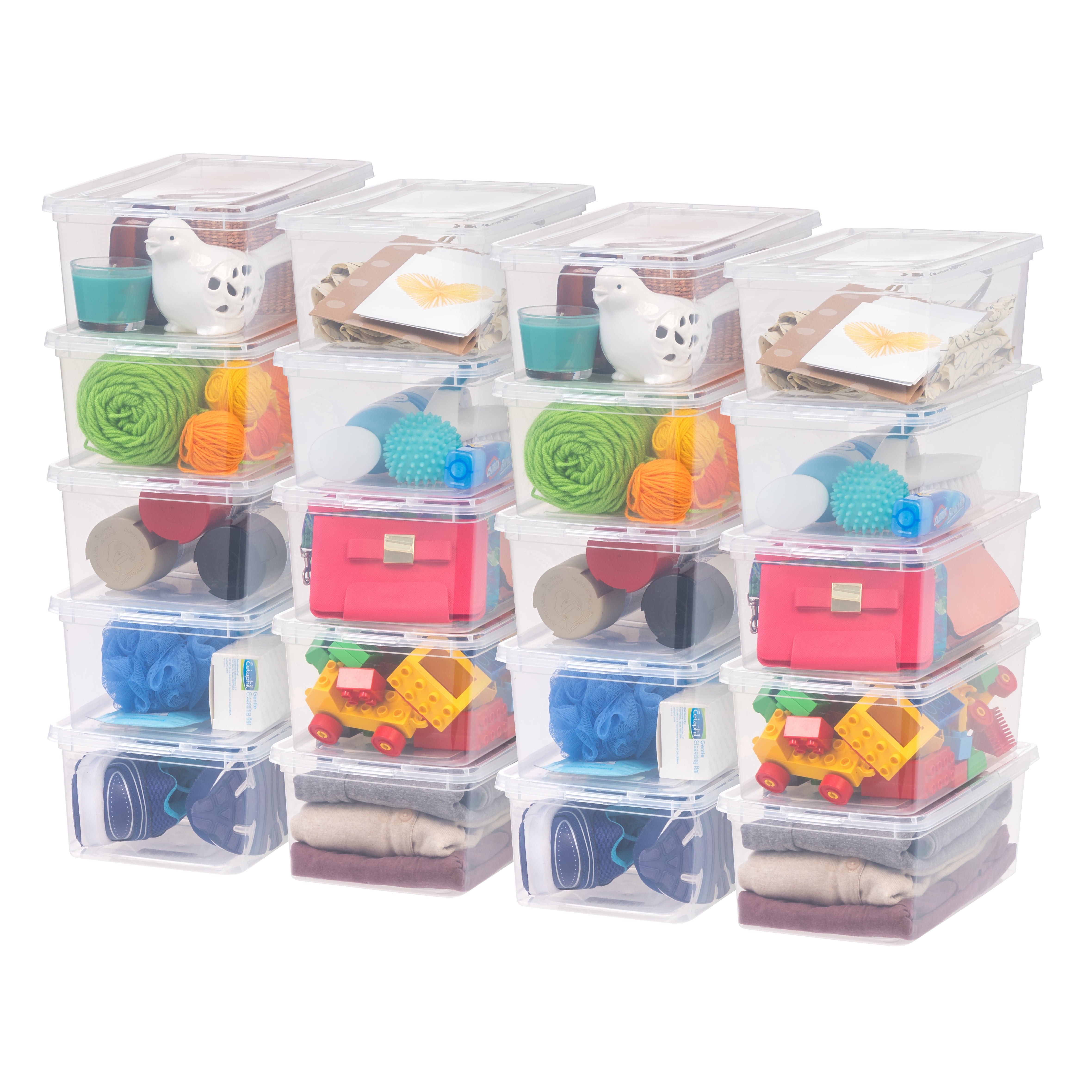 Mainstays 5 Qt. (1.25 gal.) Small Stackable Plastic Closet Storage Box,  Clear, Set of 20 