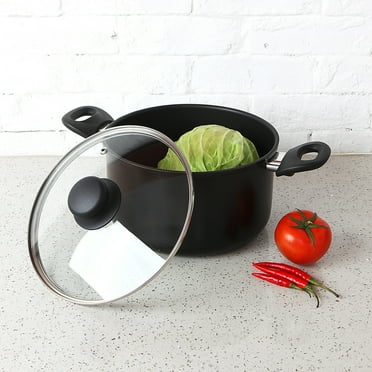 Mainstays 5-Quart Non-Stick Aluminum Dutch Oven with Glass Lid, Black