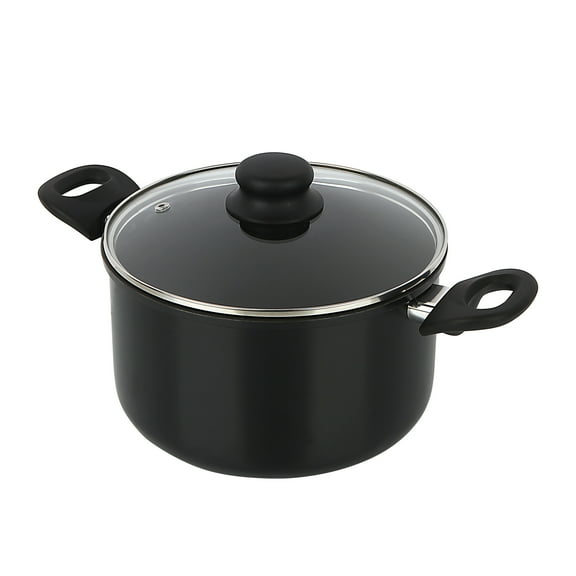 Mainstays 5-Quart Non-Stick Aluminum Dutch Oven with Glass Lid, Black