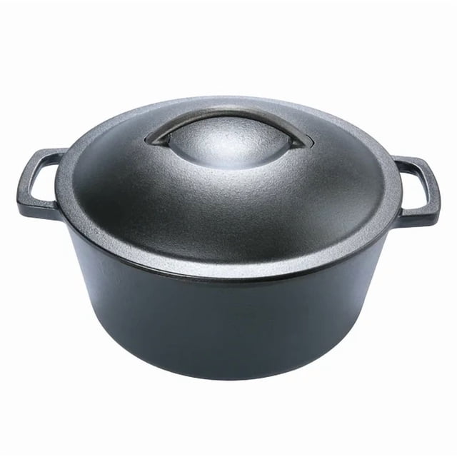 Mainstays 5 Quart Pre-Seasoned Black Cast Iron Dutch Oven, Durable Construction