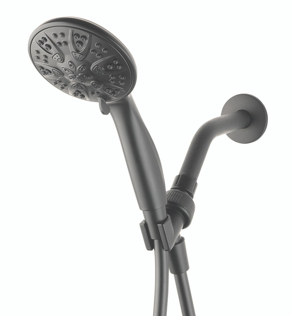 MAINSTAYS 5-SETTING HANDHELD SHOWER HEAD, MATTE BLACK