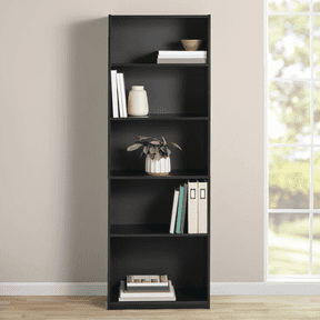 Mainstays 5-Shelf Bookcase with Adjustable Shelves, True Black Oak