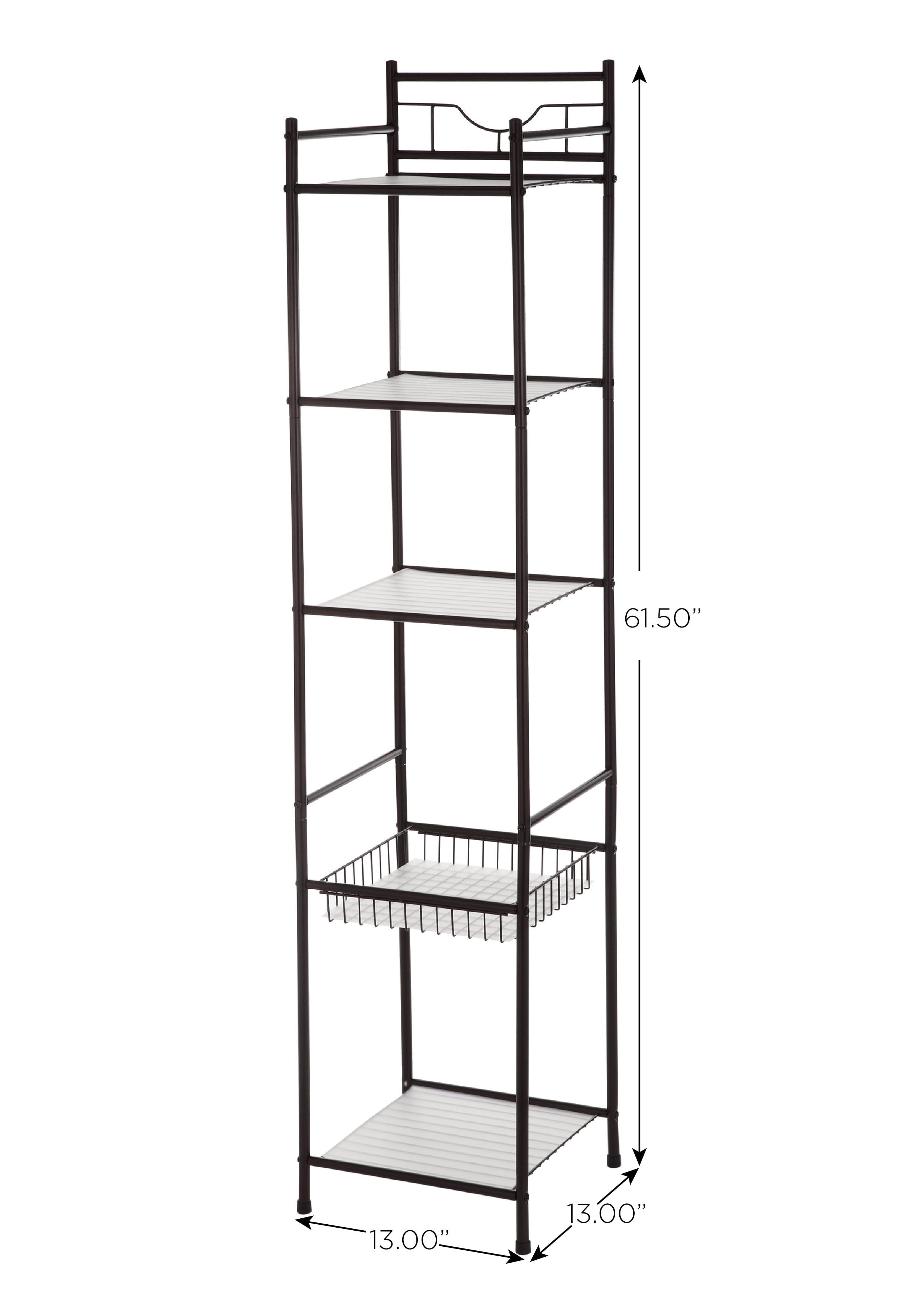Mainstays 5 Tier Shelf Tower with Shelf Liners Oil Rubbed Bronze