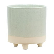 Mainstays 5" Two Tone Green Ceramic Footed Planter