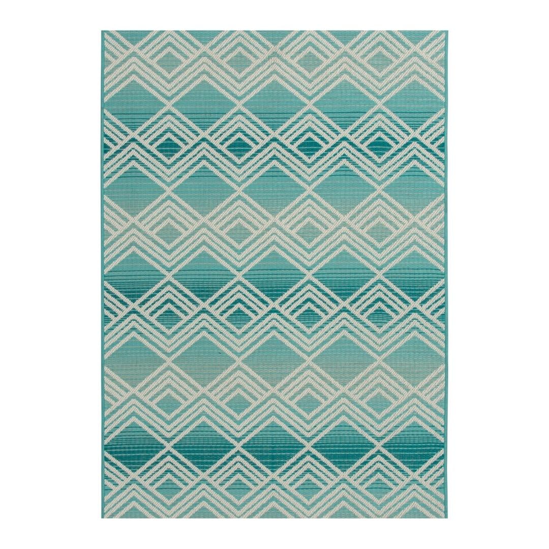 Mainstays 5 ft x 7 ft Aqua Geo Outdoor Area Rug