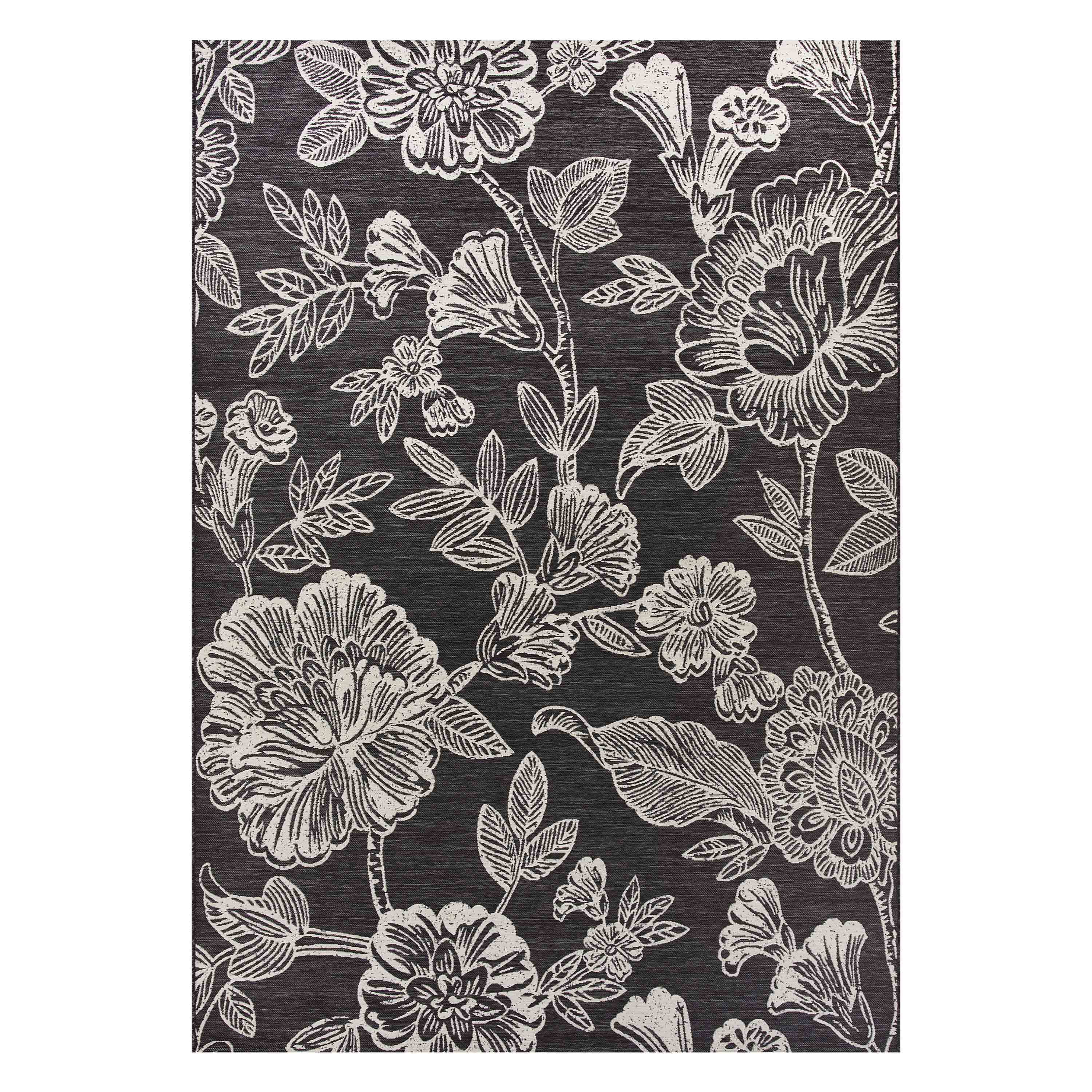 Mainstays 5' x 7' Black & White Floral Outdoor Rug