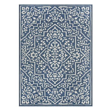 Mainstays 5' x 7' Blue Traditional Medallion Outdoor Rug