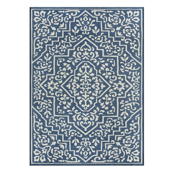 Mainstays 5' x 7' Blue Traditional Medallion Outdoor Rug