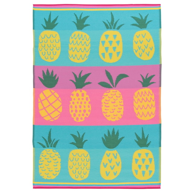 Mainstays 5' x 7' Multicolor Pineapple Plastic Reversible Outdoor Area
