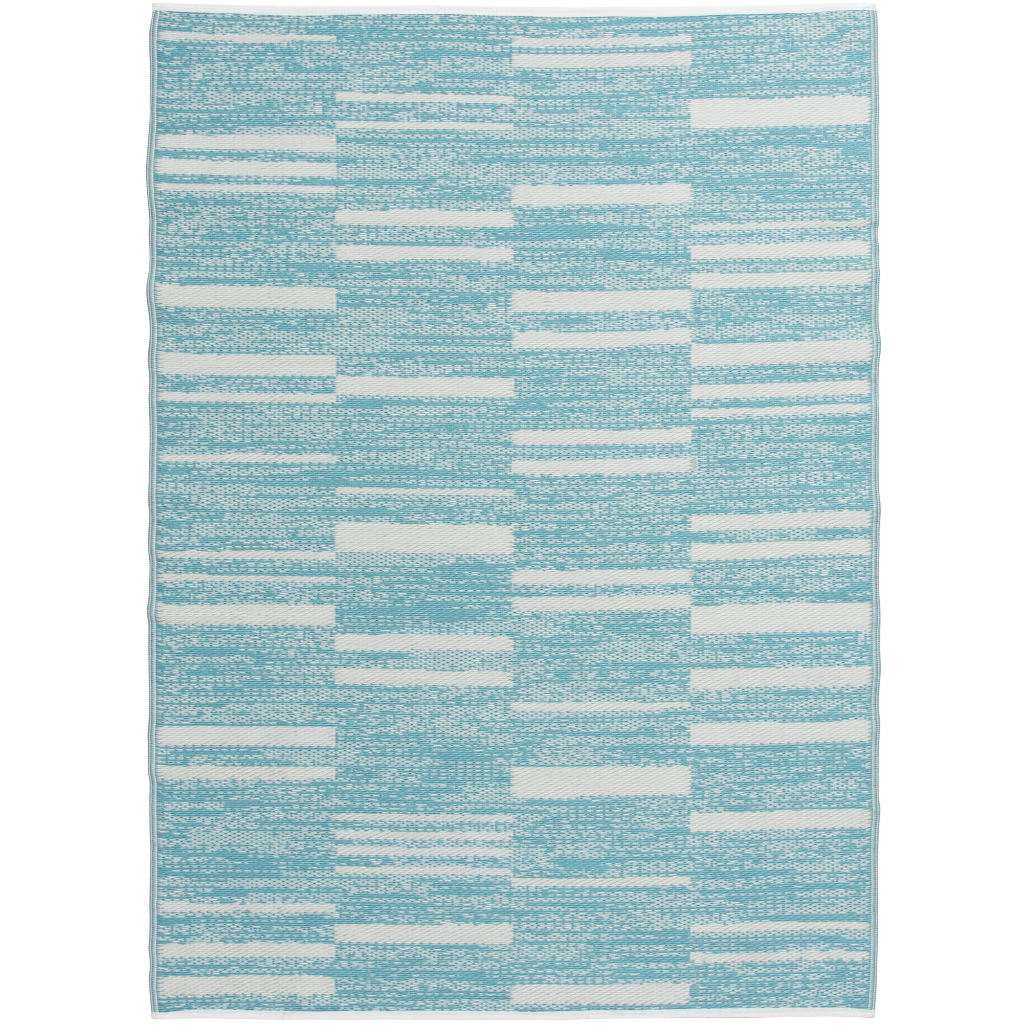 Mainstays 5 ft x 7 ft Teal Geo Stripe Reversible Outdoor Plastic Rug