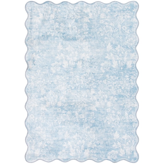 Mainstays 5'x7' Blue Feather Faux Fur Scalloped Indoor Area Rug