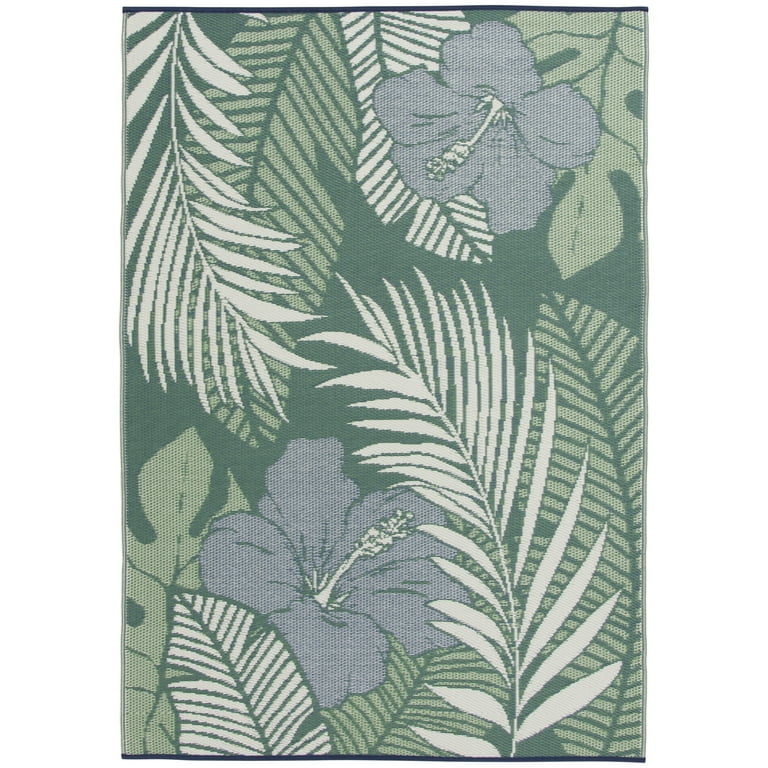 Mainstays 5x7 Reversible Waterproof Outdoor Rug with Palm Pattern