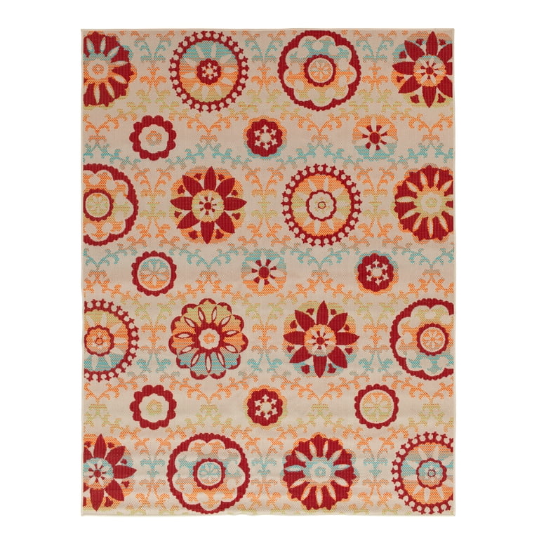 Mainstays 5'x7' Multicolor Floral Medallion Outdoor Rug - Walmart.com