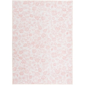 Mainstays Pink Floral Faux Fur Indoor Area Rug, 5 ft x 7 ft
