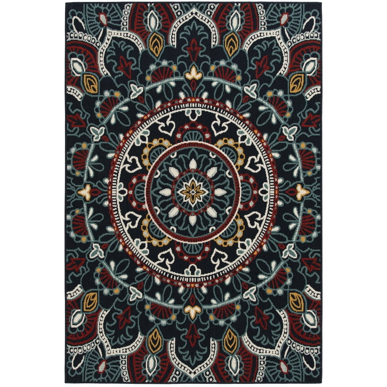 Mainstays 5x7 Outdoor Rug, Medallion Pattern, Durable