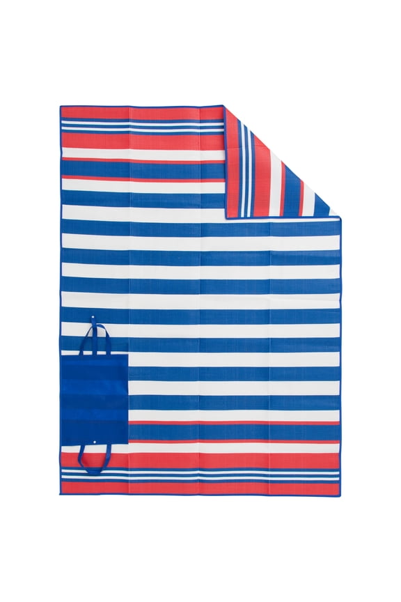 5'x7' Red, White, and Blue Stripe Beach Mat