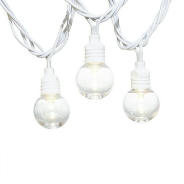 Mainstays 50-Count Warm White LED Plastic Globe Outdoor String Lights with White Wire