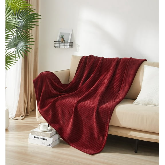 Mainstays Cozy Chenille Reverse to Plush Soft Couch Throw, Luscious Merlot, Standard Size