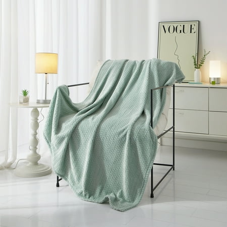 Mainstays Cozy Textured Plush Throw Blanket, Soft Sea, 50"x60" All Ages