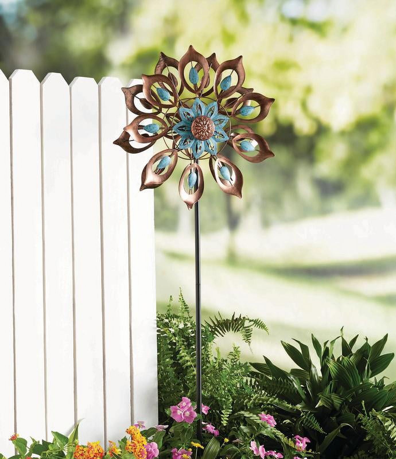 Mainstays 52.2" Height Patina Metal Flower Wind Spinner