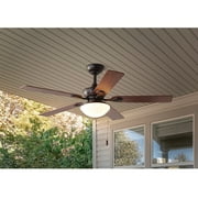 Mainstays 52 in Indoor/Outdoor Covered Oil-Rubbed Bronze 5-Blade Reverse Airflow Ceiling Fan with 1 LED Bulb