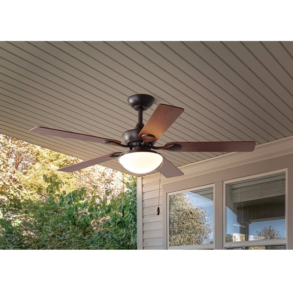 Mainstays 52" Indoor/Outdoor Oil Rubbed Bronze 5 Blade Reverse Airflow Ceiling Fan,  1 LED Bulb