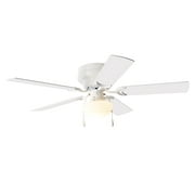 Mainstays 52 inch Hugger Indoor Ceiling Fan with Light Kit, White, 5 Blades, Reverse Airflow